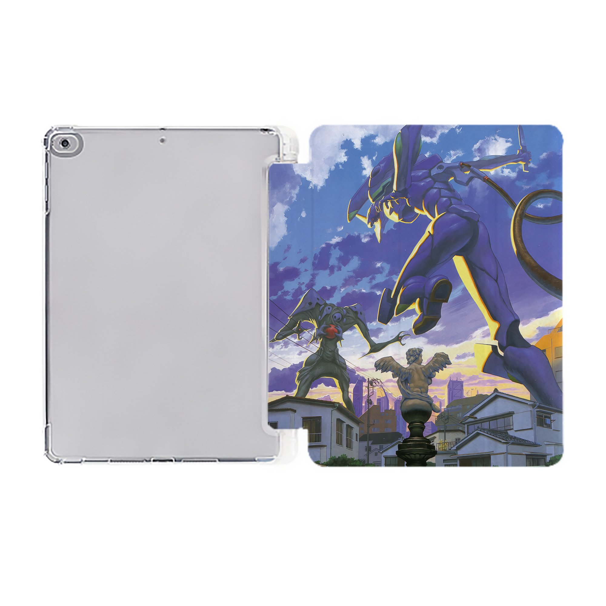 （画像用） EVA 新世紀エヴァンゲリオン IPad ケース ペン収納付き 三つ折りスタンド PUレザー×シリコン 対応機種9.5/10.5/10.9インチ